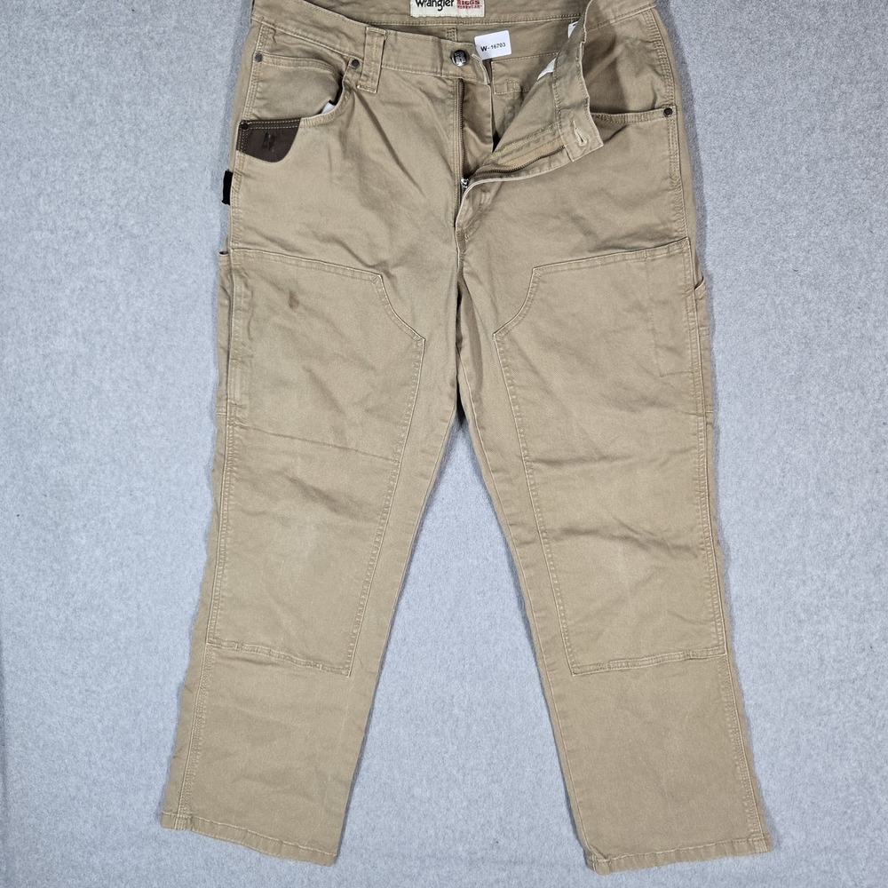 Wrangler Women Pants 34X32 Khaki Double Knee Carpenter Twill RIGGS Workwear READ